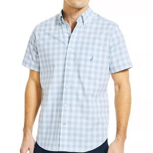 New NAUTICA
Men's Stretch Cotton Plaid Short-Sleeve Shirt 4PE Petrol